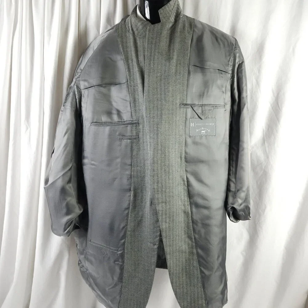 Hickey Freeman Mens 44L Gray Single Vent 2-Button Sports Coat Blazer Jacket‎